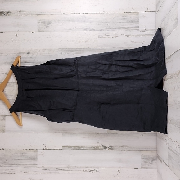 Loft 100% linen black halter dress fully lined kick pleat Size 14 - Picture 6 of 10